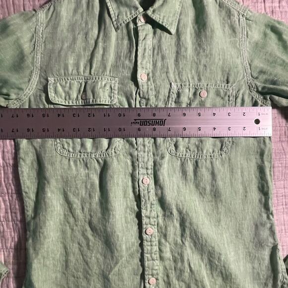 Ralph Lauren Womens - Sz 4 - Linen Bright Green Long Sleeve Button Down - EUC - Picture 5 of 7